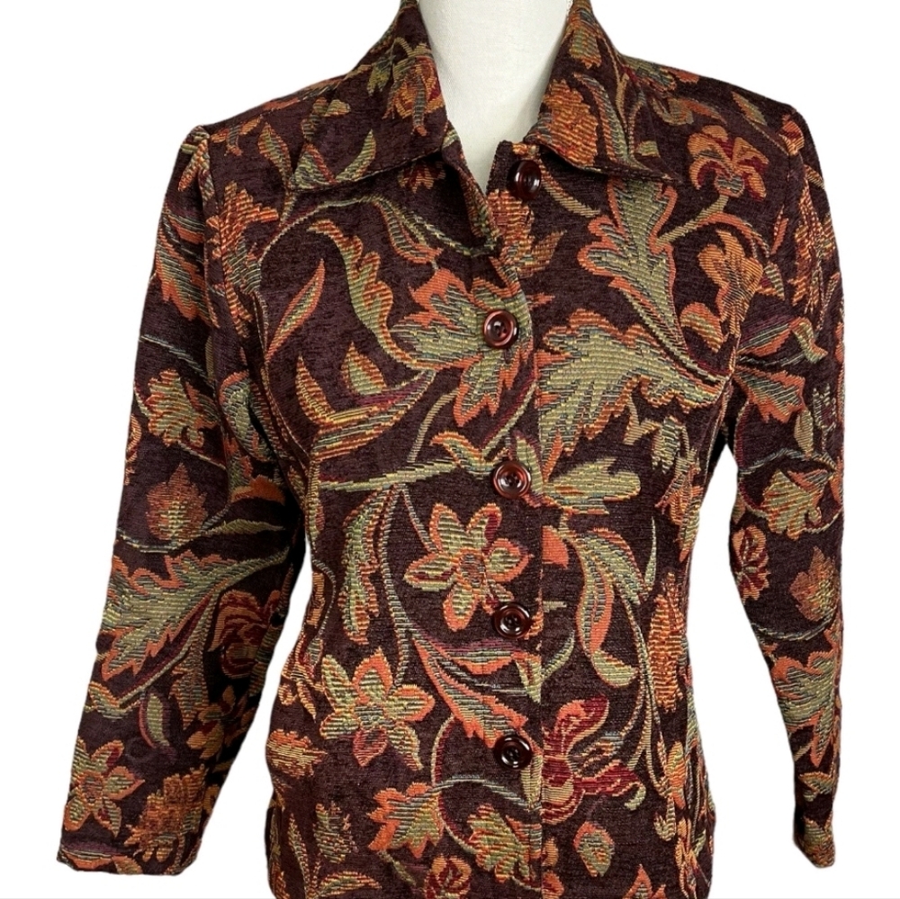 Chadwick's Burgundy Floral Jacquard Jacket